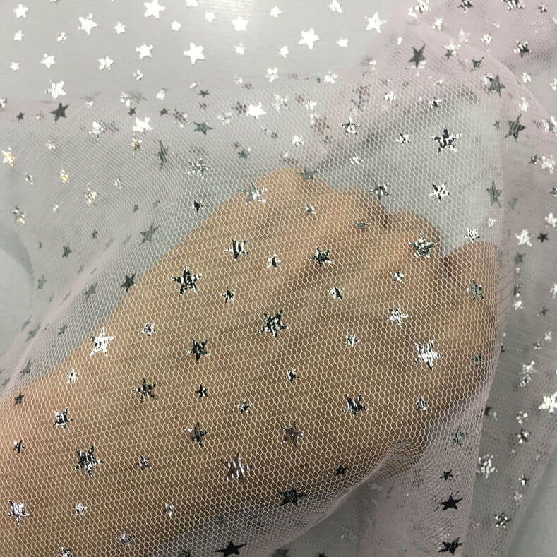 网布面料-六角网烫金,六角网撒金