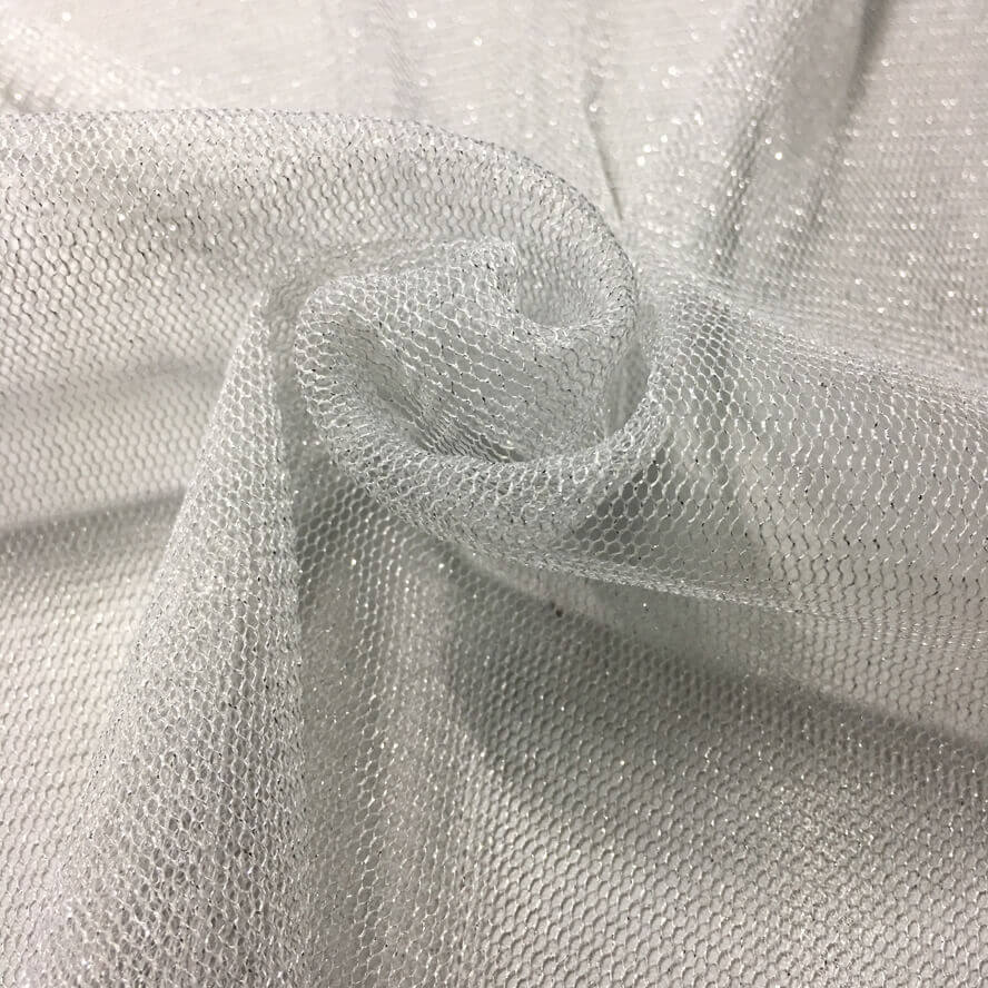 网布面料-锦纶银线网，银线六角网